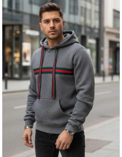 Férfi kapucnis pulóver, sötét szürke