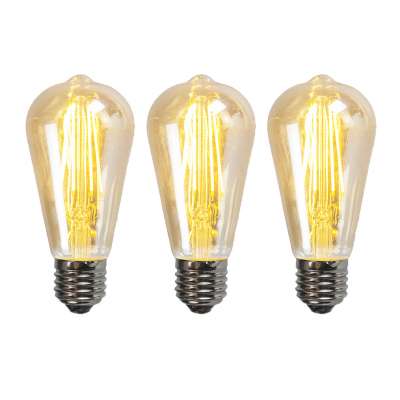 3 db E27 szabályozható LED lámpa készlet ST64 arany 5W 450 lm 2200K
