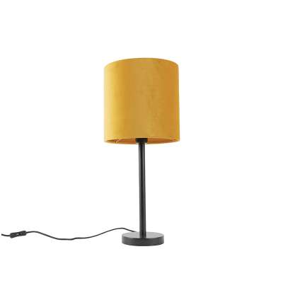 Art Deco asztali lámpa fekete, sárga árnyalattal, 25 cm - Simplo