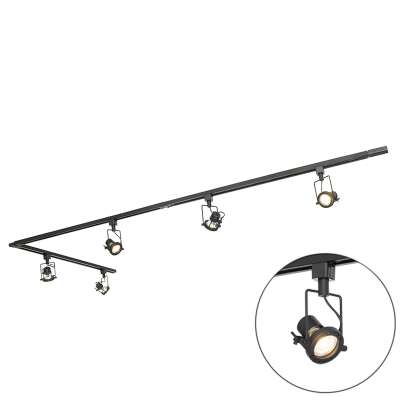 Ipari sínrendszer fekete 5 spotlámpával, 1 fázisú - Suplux