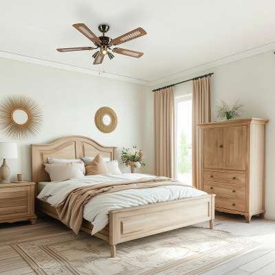 Bronz mennyezeti ventilátor fával 110 cm 3 lámpával, húzókapcsolóval - Mistral