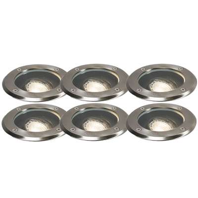 6 db modern kültéri talajszpot rozsdamentes acélból, IP65, állítható - Delux