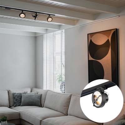 Sínrendszer 3 fekete spotlámpával, 1 fázisú - Go