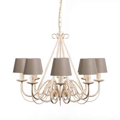 Krémszínű 60 cm-es csillár taupe színű lámpabúrákkal - Giuseppe 8