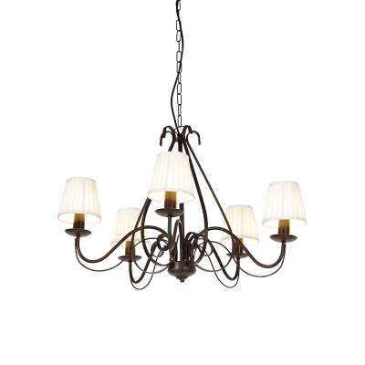 Csillár barna, krémszínű harmonika árnyékolóval, 5-lámpás - Giuseppe