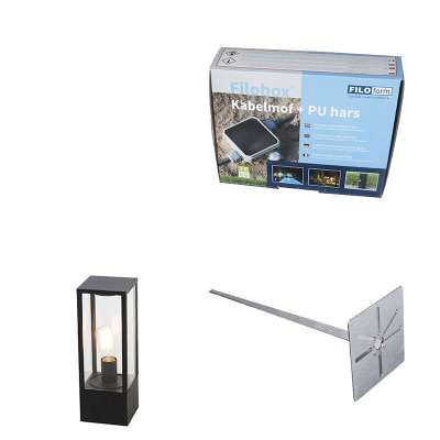 Álló kültéri lámpa fekete 40 cm talp és kábelcsatlakozóval - Charlois