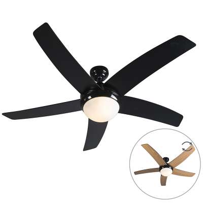 Mennyezeti ventilátor fekete fa mintával 132 cm távirányítóval - Cool