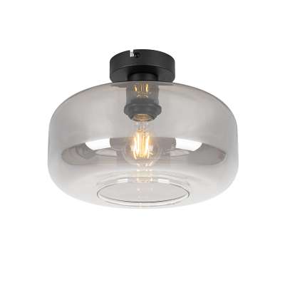 Art Deco mennyezeti lámpa fekete füstüveggel - Bizle