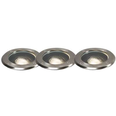 3 db-os kültéri talajszpotlámpák készlet acélból állítható IP65 - Delux