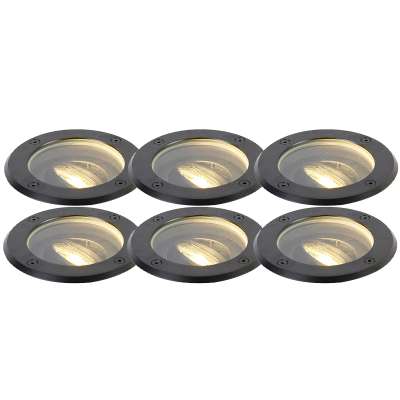 6 db fekete állítható kültéri talajszpot IP65 - Delux