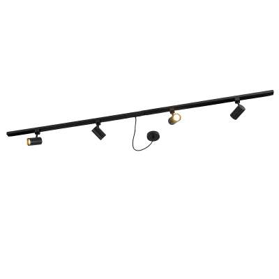 1 fázisú fekete sínrendszer 4 spotlámpával és kerek I-tápellátással - Jeana