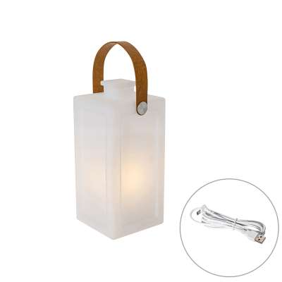 Modern asztali lámpa fehér lánghatással, újratölthető IP44 - Stard