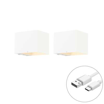 2 db-os fehér fali lámpa készlet, dimmerrel, újratölthető - Joris