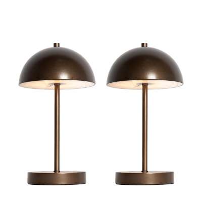 2 db-os kültéri asztali lámpa szett gomba alakú sötét bronz újratölthető - Keira