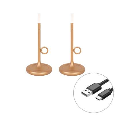 2 db-os készlet kültéri asztali lámpa arany színben, dimmerrel, újratölthető - Sjarel