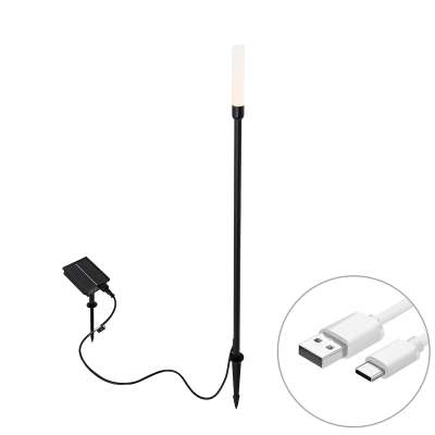 Kültéri állólámpa fekete, újratölthető LED-del és napelemmel - Barry