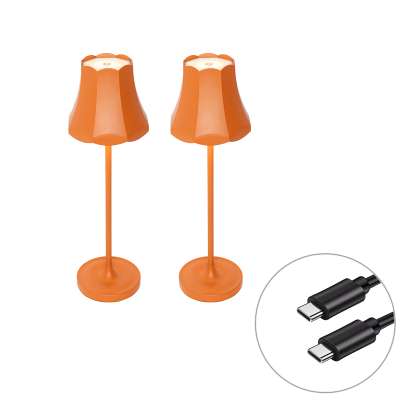 2 db retro asztali lámpa készlet narancssárga újratölthető IP44 - Granny