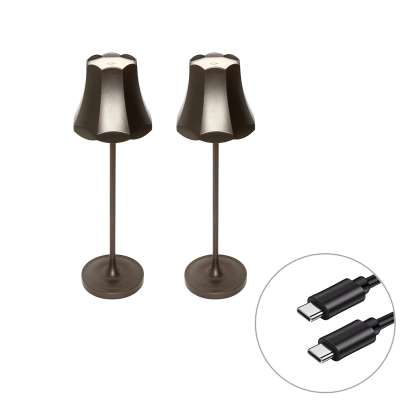 2 db-os Retro asztali lámpa készlet sötét bronz újratölthető IP44 - Granny