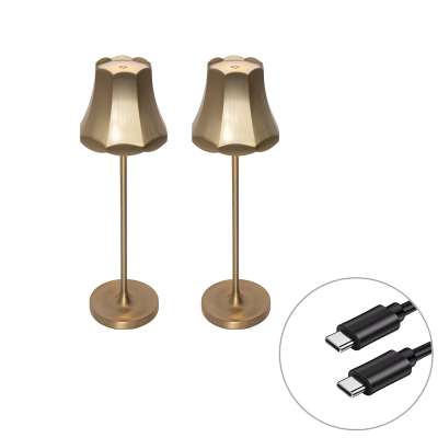 2 db Retro asztali lámpa készlet rózsaszín arany újratölthető IP44 - Granny