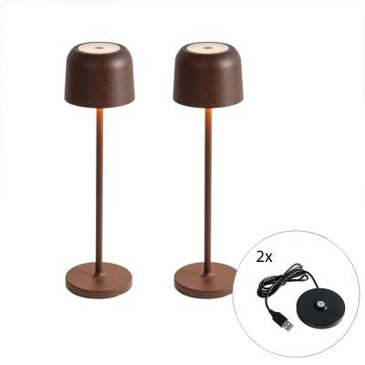 2 db asztali lámpa készlet Gomba rozsdabarna, töltőállomással - Raika