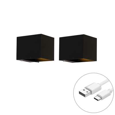 2 db falilámpa készlet fekete dimmerrel, újratölthető - Joris
