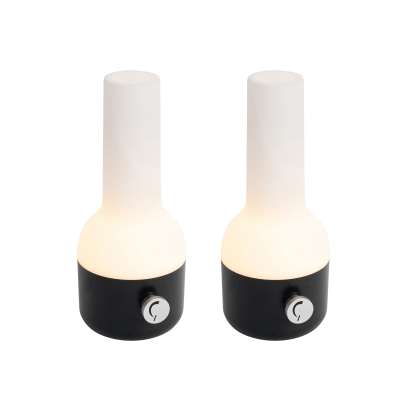 2 db-os kültéri asztali lámpa szett fekete és fehér színben, újratölthető LED-del - Haard