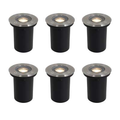 6 db-os készlet modern kültéri talajszpot acélból 35 mm állítható IP65 - Delux