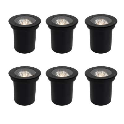 6 db modern kültéri talajszpot lámpa fekete AR70 állítható IP65 - Delux