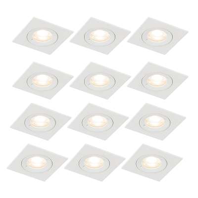 12 db-os beépíthető spotlámpa szett fehér, négyzet alakú, GU10, 50 mm, IP44 - Xena