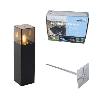 Álló kültéri lámpa fekete füstös búrával 30 cm - Denmark