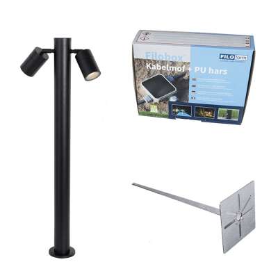Álló kültéri lámpa fekete 80 cm IP44 állítható 2-lámpás - Duo