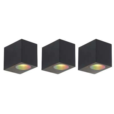 3 darabos intelligens fali lámpa szett fekete GU10 50mm IP44 - Baleno