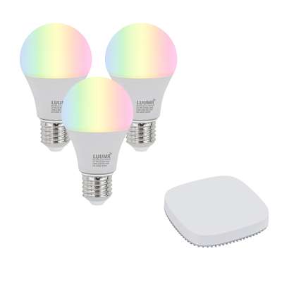 3 darabos intelligens E27 dimmelhető LED izzókészlet A60 9W 806 lm 2700K-6500K, Zigbee Smart Hub-bal