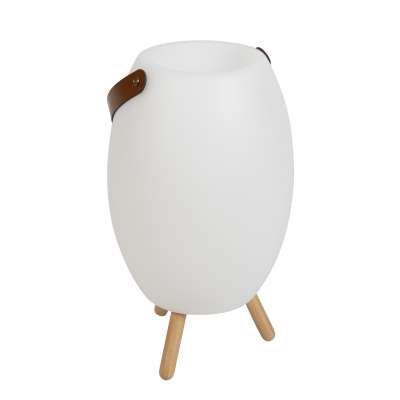 Fehér állólámpa 40,5 cm LED-del és hangszóróval, szabályozható RGBW IP44 távirányítóval - Apolo