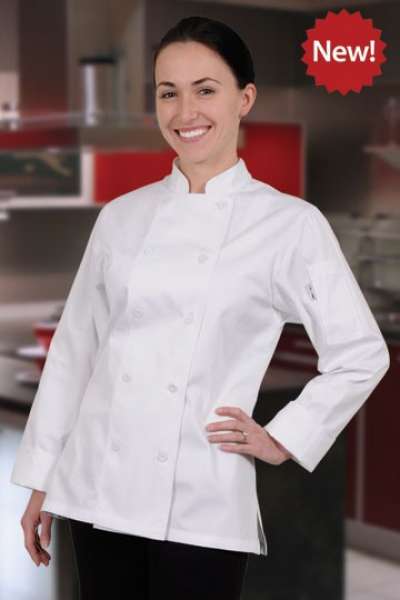 Női szakácskabát ChefWorks CWLJ - fehér, fekete