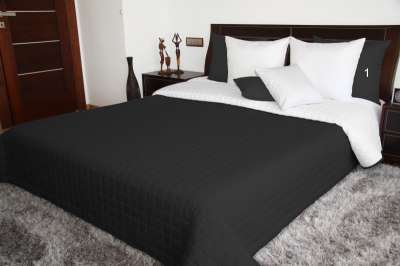 Fekete-fehér kétoldalas steppelt ágytakaró Szélesség_ 75 cm | Hossz: 160 cm