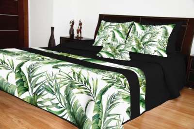 Fekete ágytakarók természet motívummal Szélesség_ 200 cm | Hossz: 220 cm