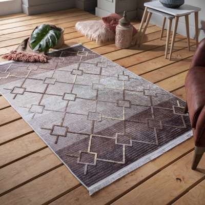 Barna mintás szőnyeg Skandináv stílusban Szélesség_ 120 cm | Hossz: 180 cm