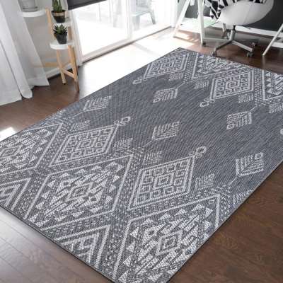 Designer szürke szőnyeg kidolgozott mintával Szélesség_ 80 cm | Hossz: 150 cm