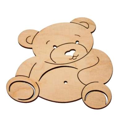 Poháralátét / Állatmotívum: medve (fa termékek furnérból)