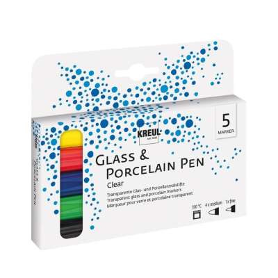 Porcelánfestő és üvegfestő filctoll készlet Hobby Line - 5 db