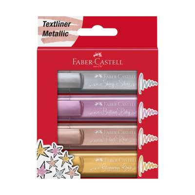 Metalikus szövegkiemelő Faber-Castell 4 db (Szövegkiemelő készlet)