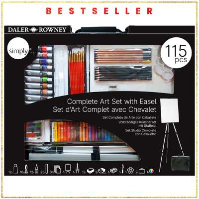 Nagy művészkészlet festőállvánnyal Daler-Rowney/ 115 részes