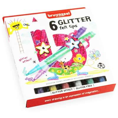 Csillogó színes markerek gyerekeknek Bruynzeel Holland / 6 db (Színes)