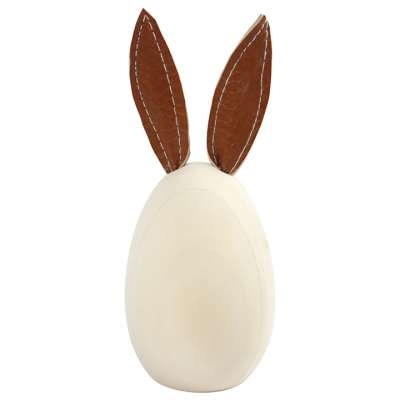 Fa tojás bőr nyuszifülekkel (dekorálható fa tojás)