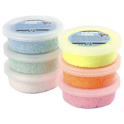Modellező massza Foam Clay pastel glitter 6 x 14g (önkeményedő hab)