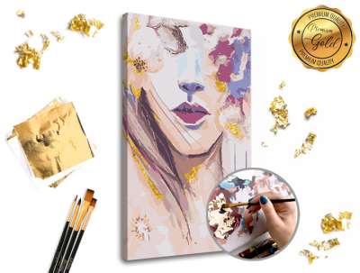 Festés számok szerint PREMIUM GOLD  Nő virággal (kifestő szett számok)