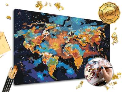 Festés számok szerint PREMIUM GOLD  Színes világ (kifestő szett számok)
