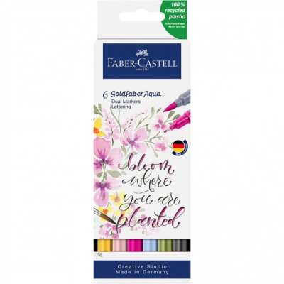 Akvarell markerek Goldfaber Aqua Dual szett Lettering  | 6 db (Akvarell )