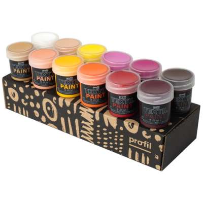 Színkészlet sötét textíliákhoz Profile - meleg árnyalatok 12 x 25 ml